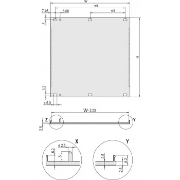 Schroff 20848068 U-Profil-Frontplatte, EMC-schirmbar, 3 HE, 63 TE