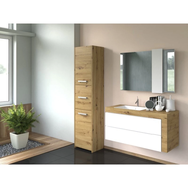 Topeshop S43 ARTISAN Badezimmer-Aufbewahrungsschrank Eiche