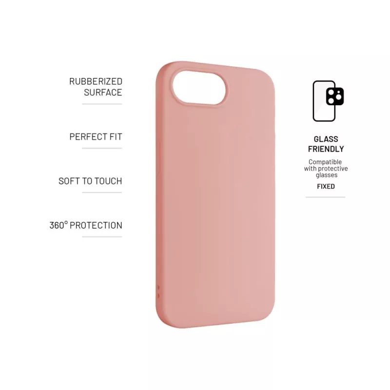 Handy-Rückabdeckung FIXED für Apple iPhone 16e, Gummi, Pink