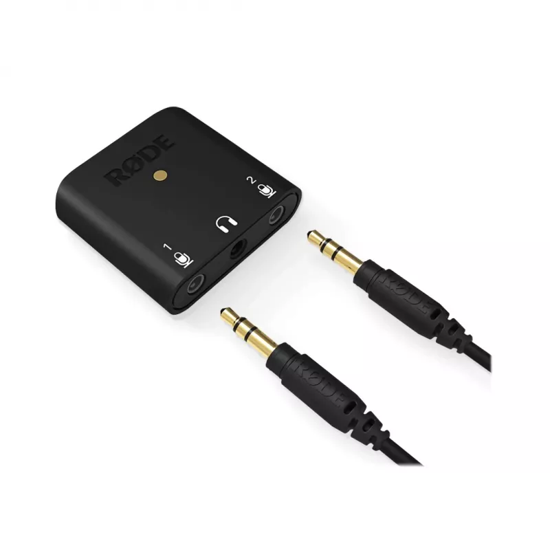 RØDE AI-Micro mobiles Audio-Interface, 2x 3,5-mm-TRS/TRRS-Eingänge, 3,5-mm-Kopfhörerausgang, USB-C, schwarz
