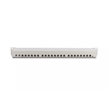 DIGITUS DN-91624S 24-Port Cat6 geschirmtes Patchpanel, 1 HE 19 Zoll, Grau