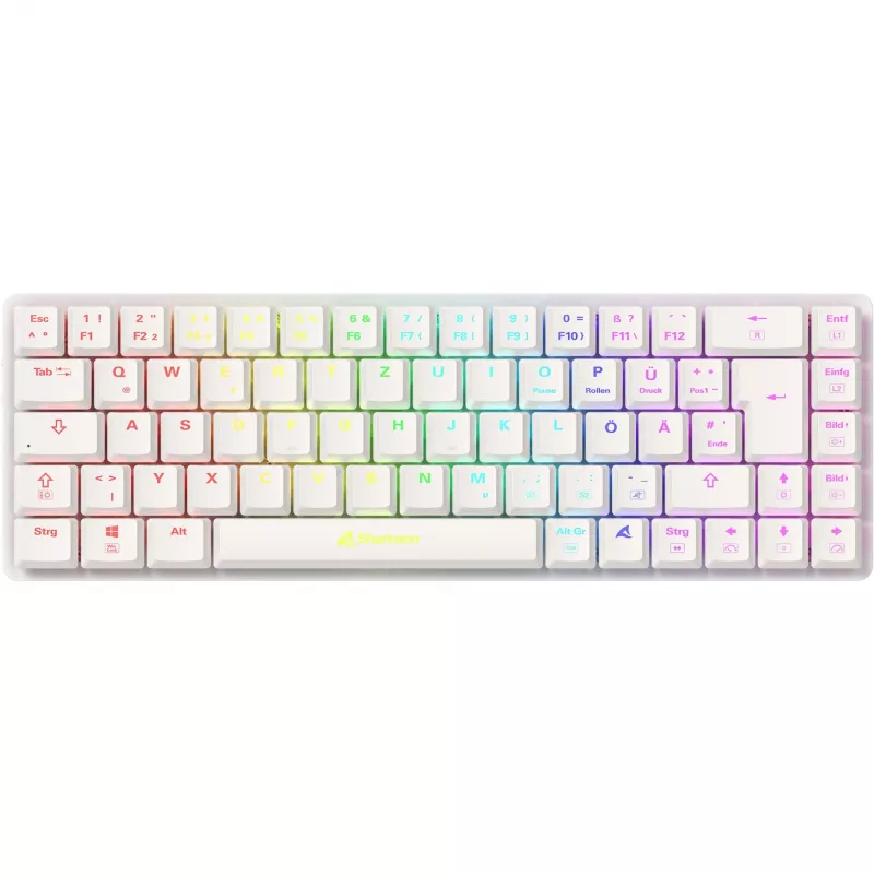 Sharkoon PureWriter W65 kabellose Tastatur, QWERTZ Deutsch, Weiß, Kailh Choc V2 Red