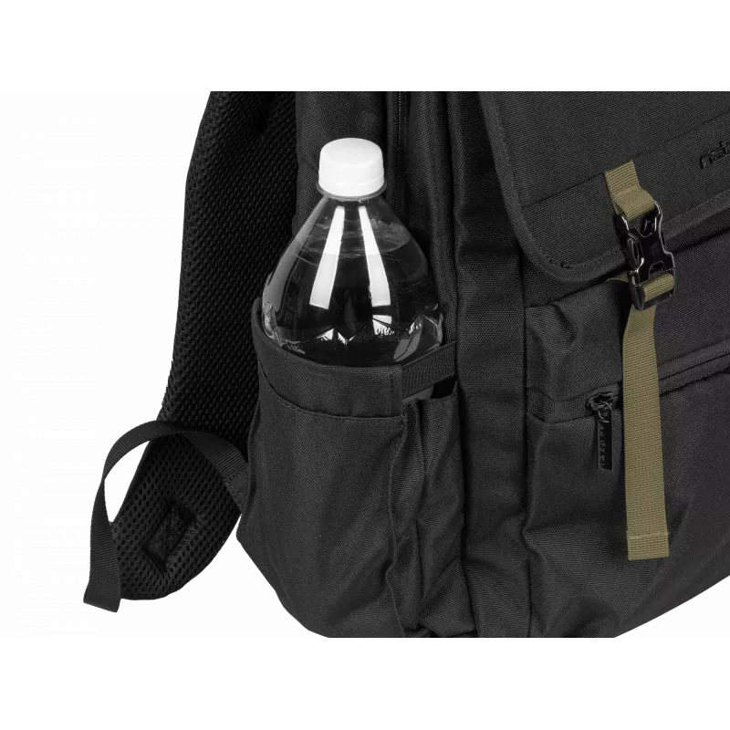 NATEC Niala NTO-2239 Laptop-Rucksack 39,6 cm (15,6 Zoll), 18 L, spritzwassergeschützt, recyceltes Polyester, Schwarz/Dunkelgrün