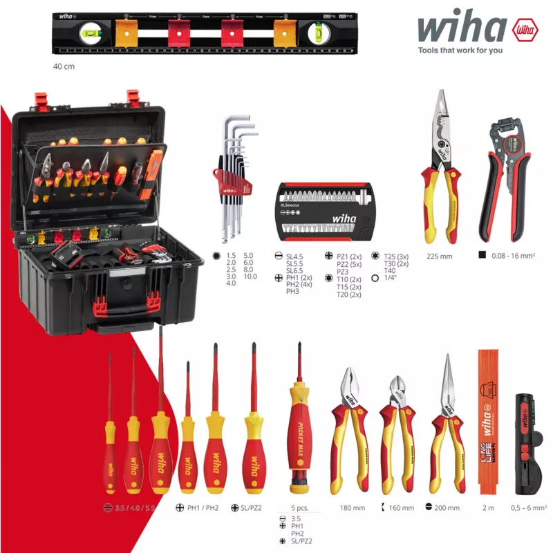 Wiha 45795 Werkzeug-Set XL 2 Trolley electric, 60-teilig, mit Trolley-Koffer