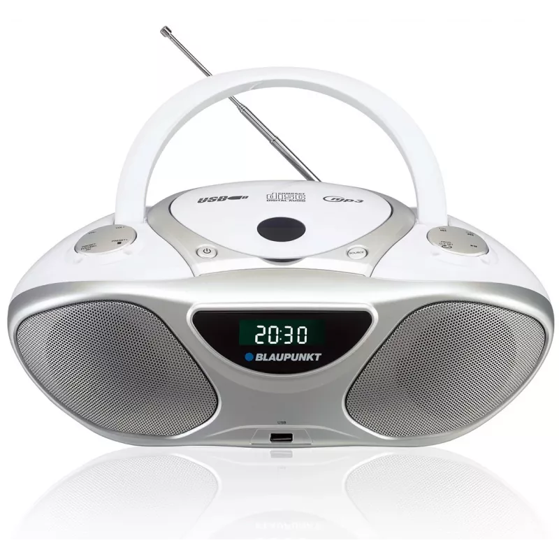 Blaupunkt BB14WH tragbares CD/MP3-Radio mit USB, AUX, FM, Silber/Weiß