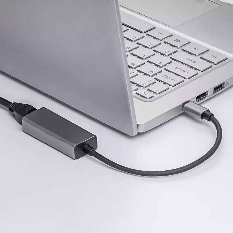Akyga AK-AD-65 USB-C-auf-Gigabit-Ethernet-Adapter, RJ45, 15 cm, silber