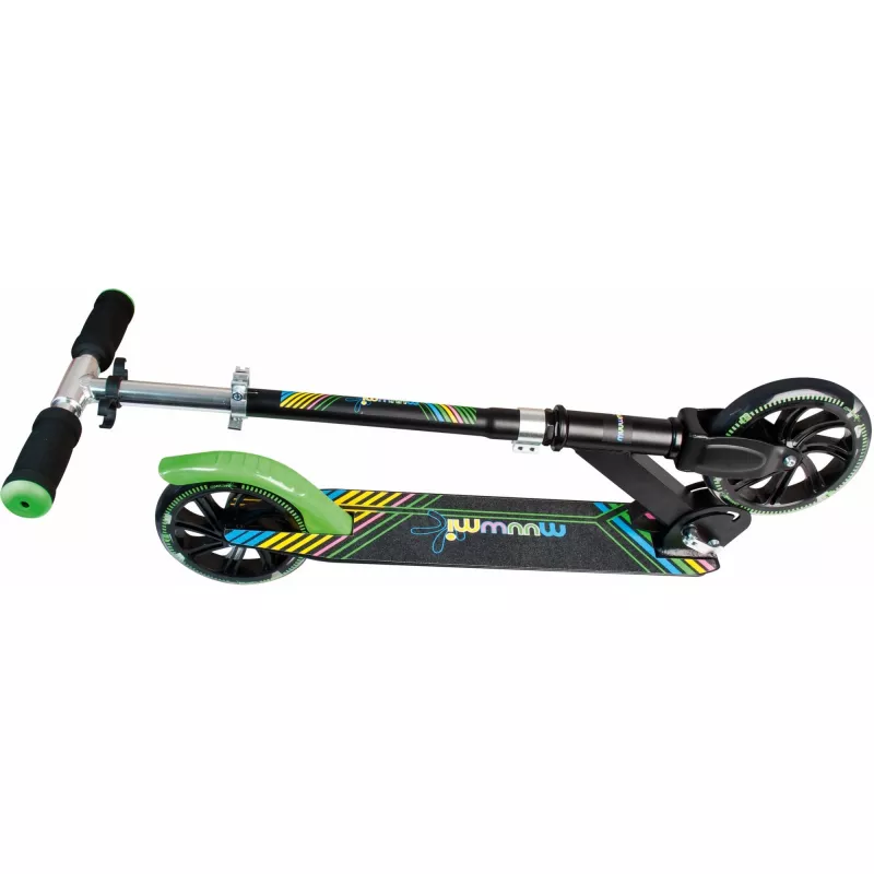 Kick scooter Muuwmi Aluminium NEON 180 mm mit Lichtern – Aluminiumdeck, 180 mm Räder, integrierte LED-Lichter