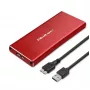 Qoltec 51831 M.2-SATA-SSD-Gehäuse, USB 3.0, bis 2 TB, Rot