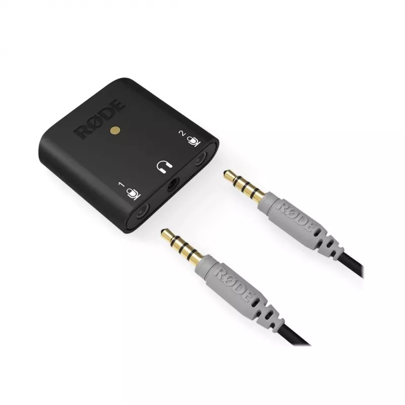 RØDE AI-Micro mobiles Audio-Interface, 2x 3,5-mm-TRS/TRRS-Eingänge, 3,5-mm-Kopfhörerausgang, USB-C, schwarz