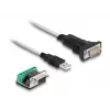 DeLOCK 63465 USB 2.0 Typ-A auf Seriell RS-422/485 Adapter, 6-Pin Terminalblock, 1,8 m, Schwarz/Transparent