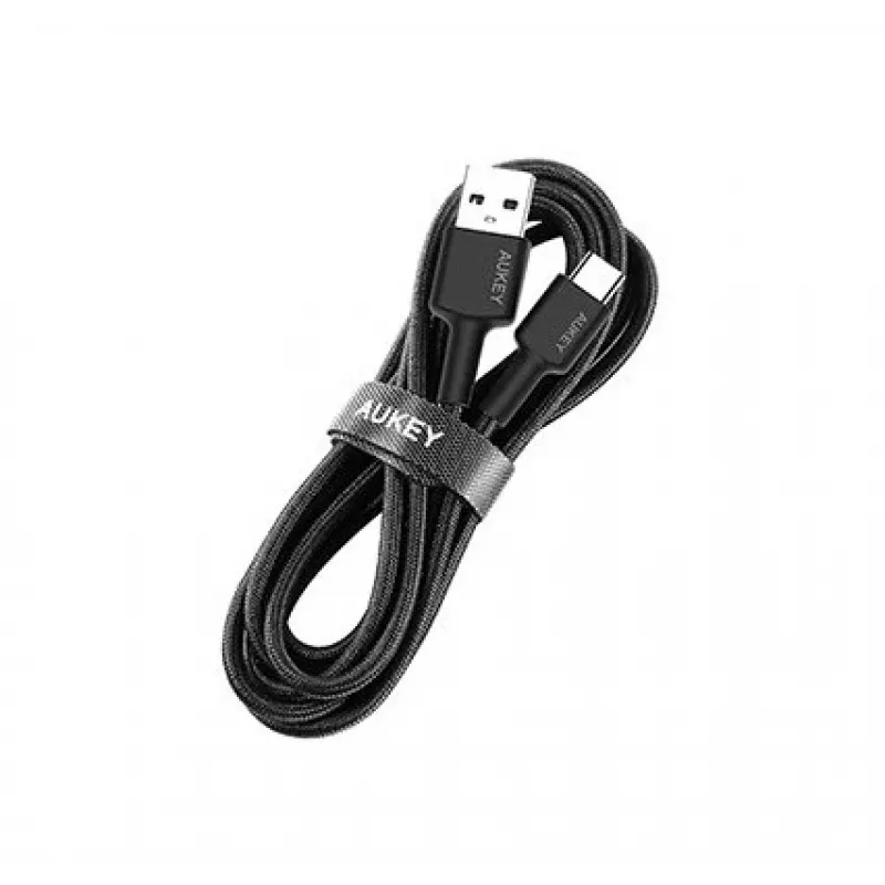 Aukey CB-CA2 OEM USB-C-auf-USB-A-Kabel, Nylongeflecht, 2 m, schwarz