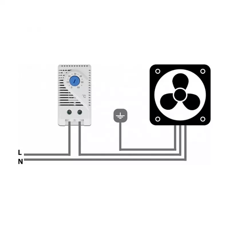 Delock 66823 Thermostat mit Öffner-Kontakt für Hutschiene, grau