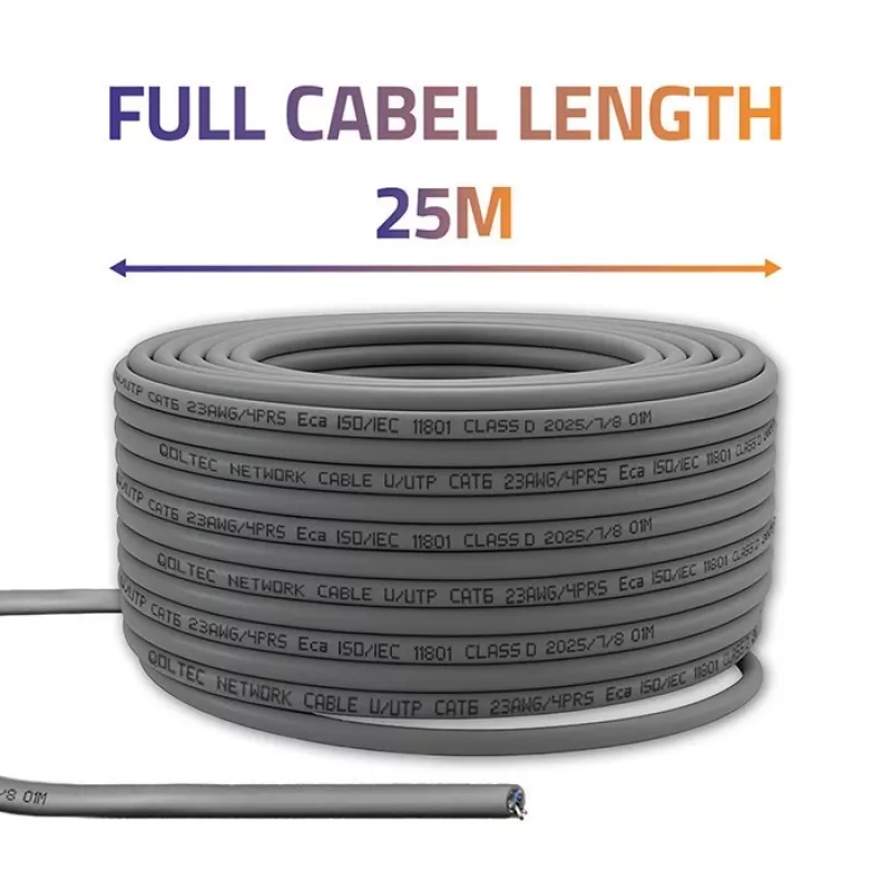Netzwerk-Patchkabel QOLTEC Cat6 UTP Kupferkabel, 25 m, grau