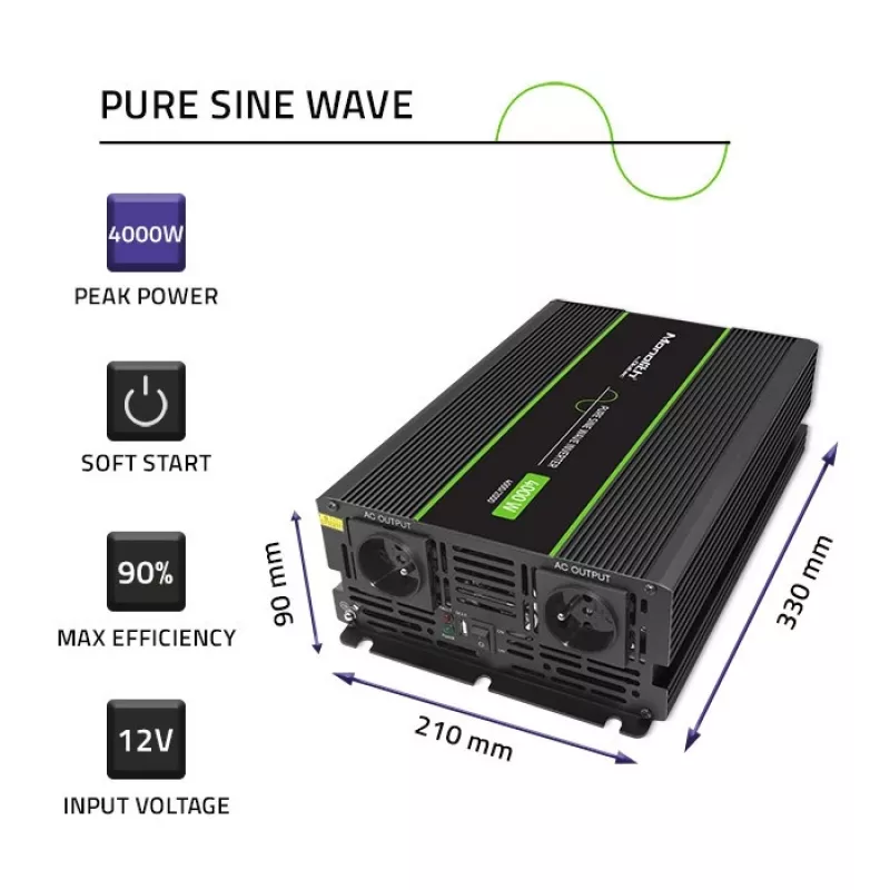 Qoltec Monolith Netzteil Auto 4000 W Schwarz