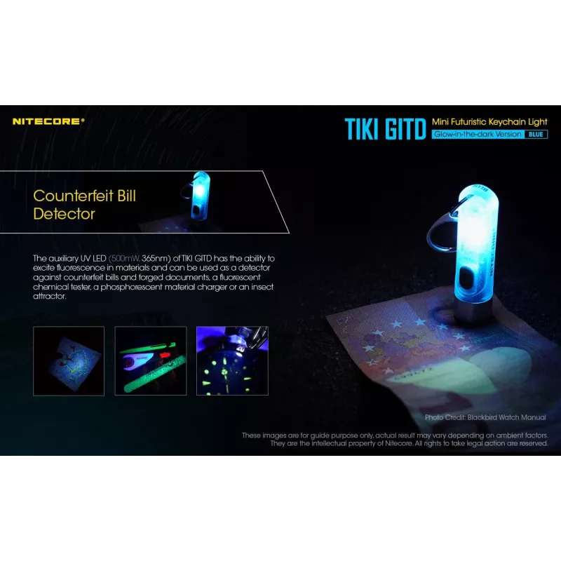 Nitecore TIKI GITD BLUE Taschenlampe, T-Serie, 300 Lumen