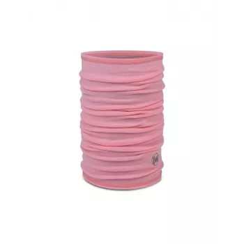 Multifunktionales Kinder-Bandana Buff Merino Lightweight – einfarbig Rosenrosa, nahtlose Merinowoll-Kopfbedeckung für Kinder
