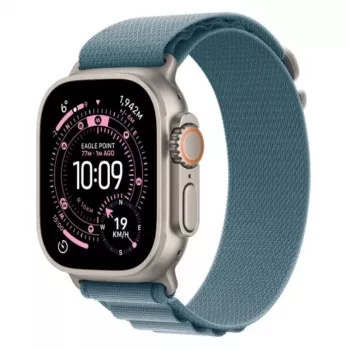 Smartwatch Apple Watch Ultra 3 GPS + Cellular 49 mm Natural Titanium Gehäuse mit Light Blue Alpine Loop (Klein)
