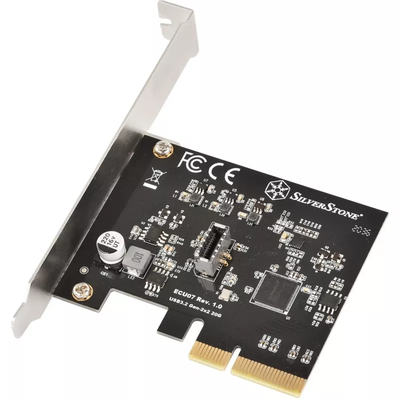 SilverStone SST-ECU07 PCIe-3.0-x4-USB-3.2-Gen-2x2-Adapterkarte, 1x interner USB-C, Low Profile