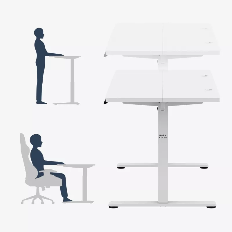 Schreibtisch mark adler Leader 7.3 Weiß — höhenverstellbare ergonomische Workstation