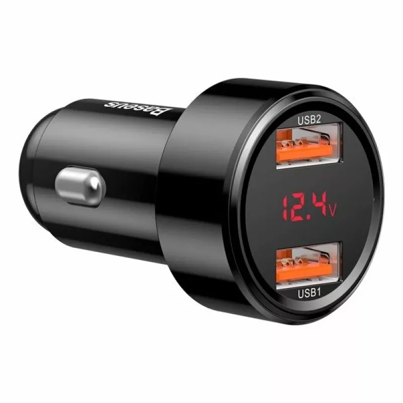 Baseus Magic CCMLC20A-01 Kfz-Ladegerät, 2x USB-A QC 3.0, 45 W, 6 A, Spannungsanzeige, schwarz