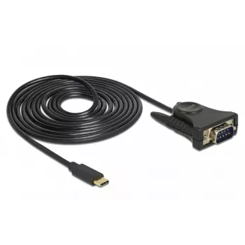 Delock 62964 USB-C auf Seriell DB9 RS-232 Adapter, 1,8 m, Schwarz