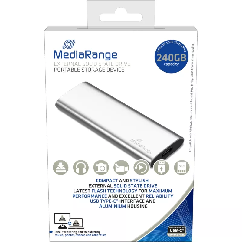 Externes Solid-State-Laufwerk MediaRange 240 GB M.2 USB Type-C MR1101