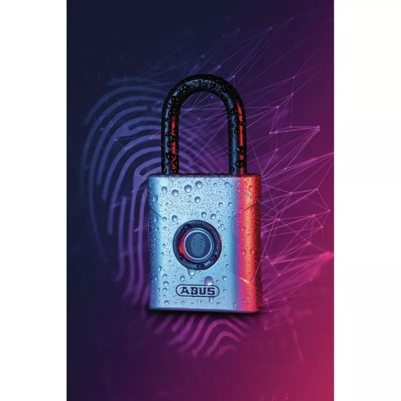 ABUS Touch 57/45 biometrisches Vorhängeschloss 62575, Fingerabdrucksensor, 45 mm, IP66/IP68, wetterfest, Silber