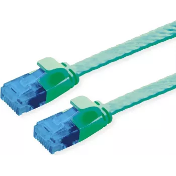 VALUE Patchkabel Cat.6A (Klasse EA) UTP, extraflach, Grün, 0,5 m (21.99.2040)