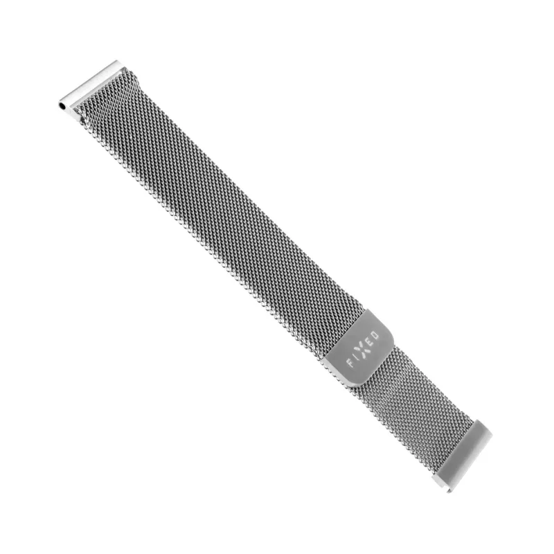 Uhren-Mesh-Armband FIXED FIXMEST-20MM-SL — 20 mm silbernes Metallband mit Schnellwechselfederstegen