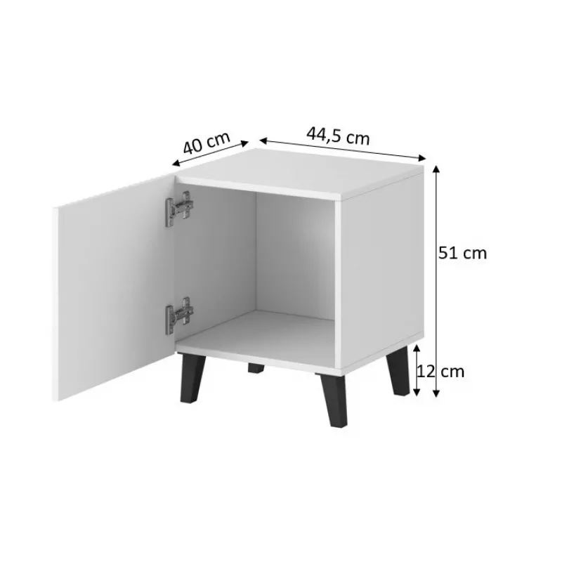 Nachttisch-Set cama meble PAFOS, 2 Stk., 45×40×51 cm, mattschwarz, MDF/Spanplatte