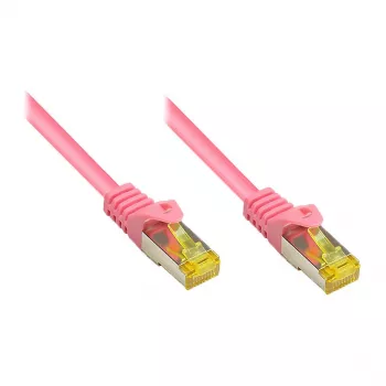 RJ45 Patchkabel mit Cat.7 Rohkabel und Rastnasenschutz (RNS®), S/FTP, PiMF, halogenfrei, 600 MHz, OFC, Magenta, 5 m, Good Connections® (8070R-050M)