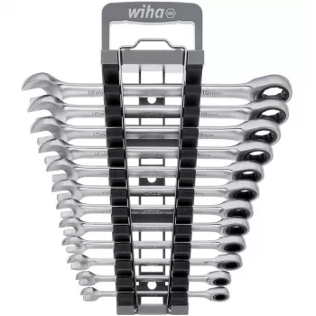 Wiha 44665 (30391) Ringratschen-Gabelschlüssel-Set, 12-teilig, metrisch 8–19 mm