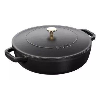 Sauteuse ZWILLING STAUB BRAISERS rund 28 cm, schwarz, Boden-Ø 22,2 cm
