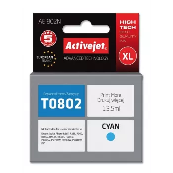 Activejet AE-802N Tinte, Ersatz für Epson T0802, Supreme, 13,5 ml, cyan