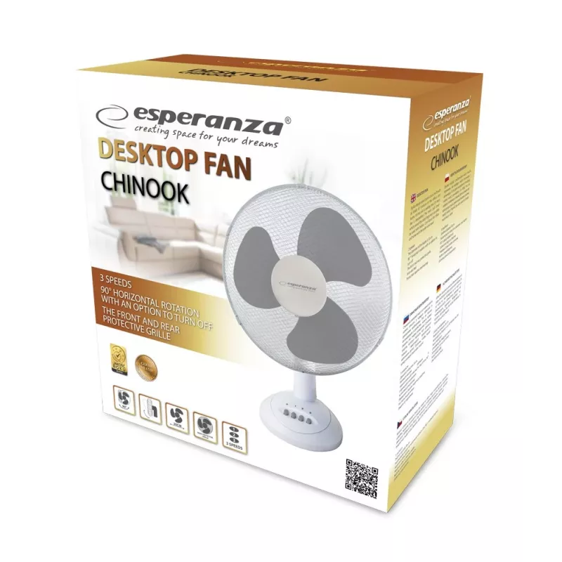 Esperanza EHF003WE, 12'' Tischventilator, Weiß und Grau