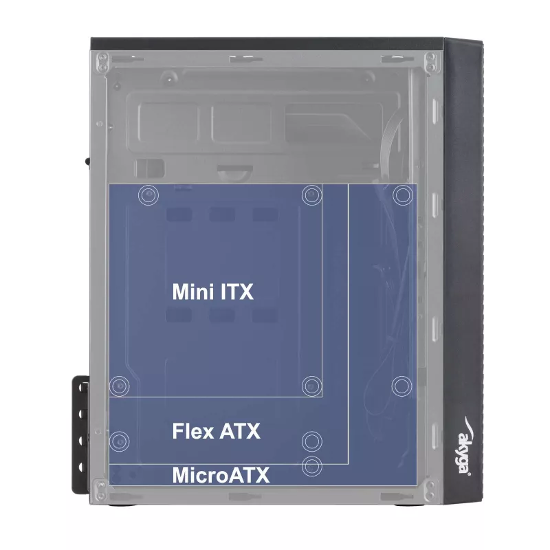 Akyga AK35BK Micro-ATX-PC-Gehäuse, Micro ATX / Flex ATX / Mini ITX, 2x USB 2.0, ohne Netzteil, schwarz