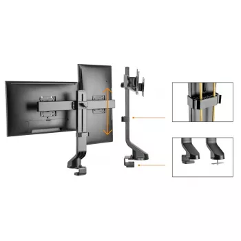 Monitorhalterung MACLEAN MC-854 für zwei Monitore 17–27 Zoll VESA 75x75 / 100x100, Doppelarm-Tischhalterung