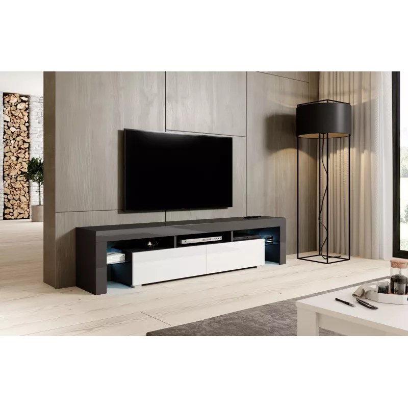 Cama Meble TORO 200 TV-Lowboard, grau/weiß Hochglanz