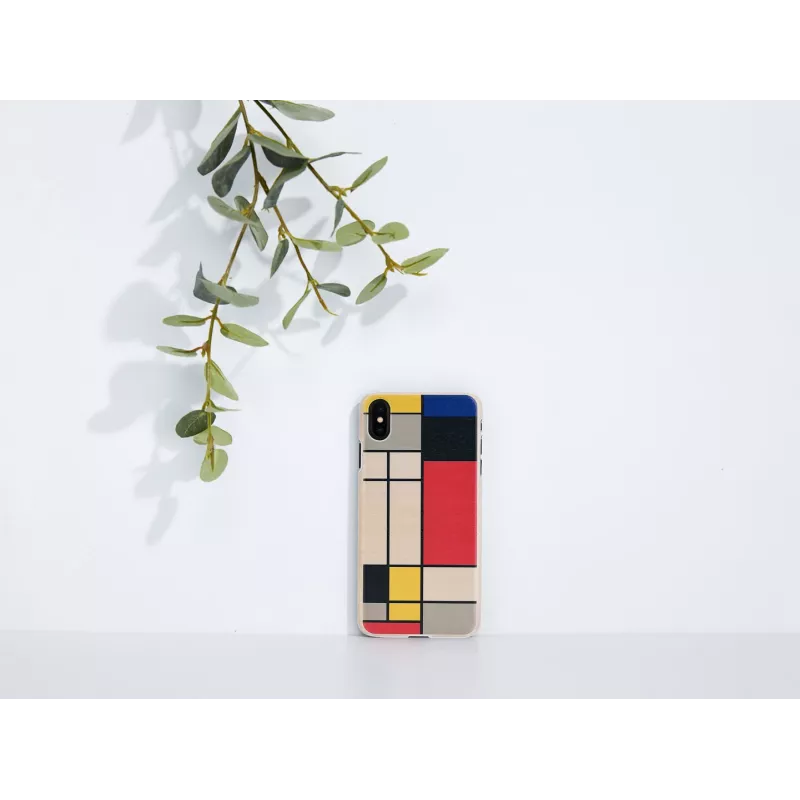 Smartphone-Hülle man and wood für iPhone X/XS, Holzrückseite, weißer Rahmen