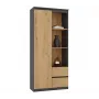 Top e Shop RS-80 BILY Bücherregal, anthrazitfarbener Rahmen, Artisan-Eiche-Tür, 7 Regale, 2 Schubladen, 1800×800×350 mm