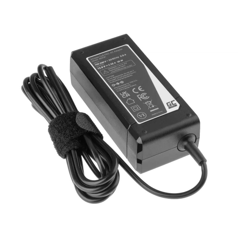 Netzteil Green Cell AD63P 36W 12V 2,58A Indoor-Laptop-Ladegerät, schwarz