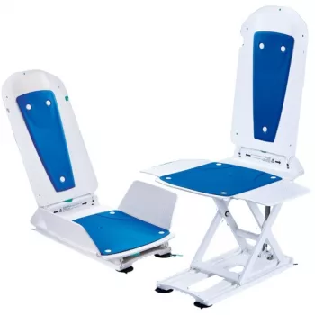 Badewannenlifter DIETZ Kanjo ECO PLP004 mit Polsterung – höhenverstellbar, Batterie 14,4 V, max. Benutzergewicht 140 kg, zusammenklappbar, blau