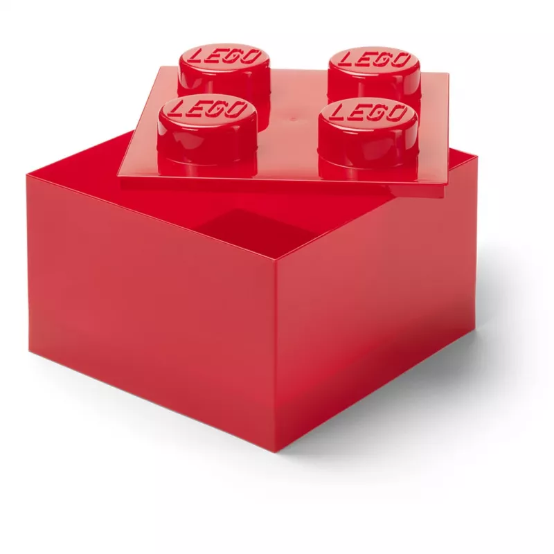 LEGO Storage Brick 4 Aufbewahrungsbox mit Deckel, rot transparent