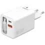 4smarts 541065 GaN Flex Jojo 65W Netzladegerät, 2x USB-C PD + USB-A QC 3.0, einziehbares USB-C-Kabel, 100-240V, Weiß