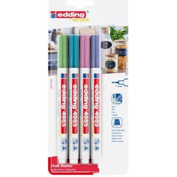 Edding 4085/4W Kreidemarker metallic 1–2 mm Spitze, 4-teiliges Set