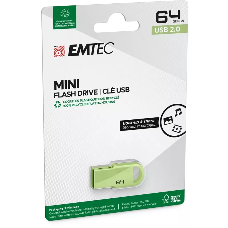 Emtec D250 Mini USB 2.0 Flash-Laufwerk 64 GB, Grün