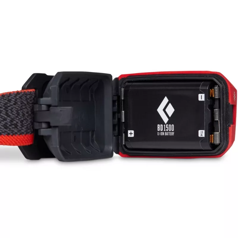 Black Diamond Storm 450 Stirnlampe mit schwarzem, rotem Stirnband