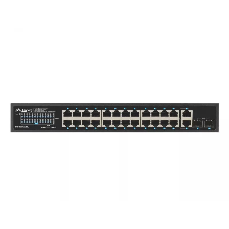 Unmanaged LANBERG Switch RSGE-24P-2GE-2S-360 mit 24 RJ-45 Ethernet-Ports