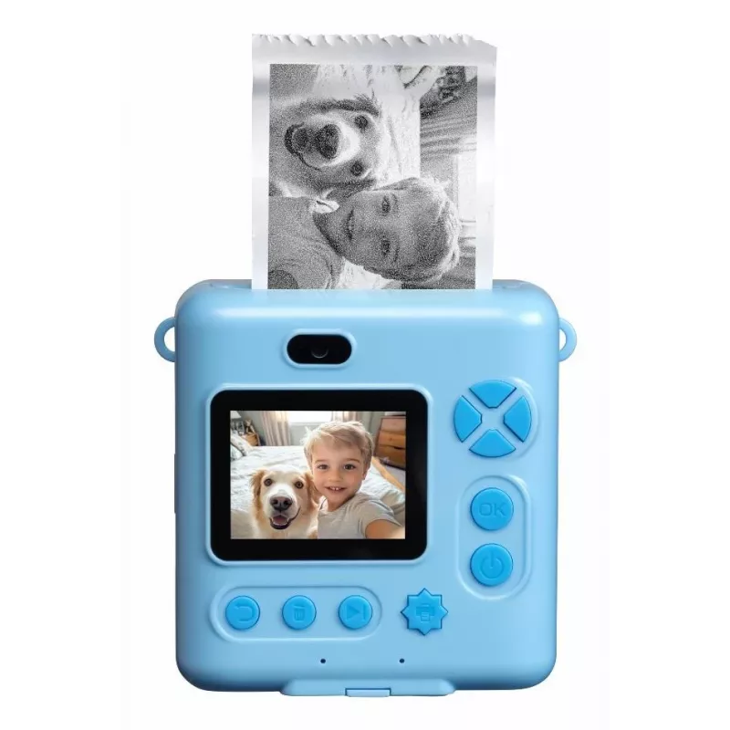 Denver KPC-1363BU Kinder-Sofortdruckkamera Dino mit Thermodrucker, 20 MP, Blau