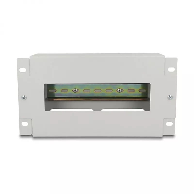 Delock 67319 10"-Leistungsschalterleiste mit Abdeckung und DIN-Schiene, 3U, Metall, Grau